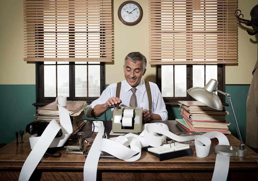 Busy Vintage Accountant With Calculator