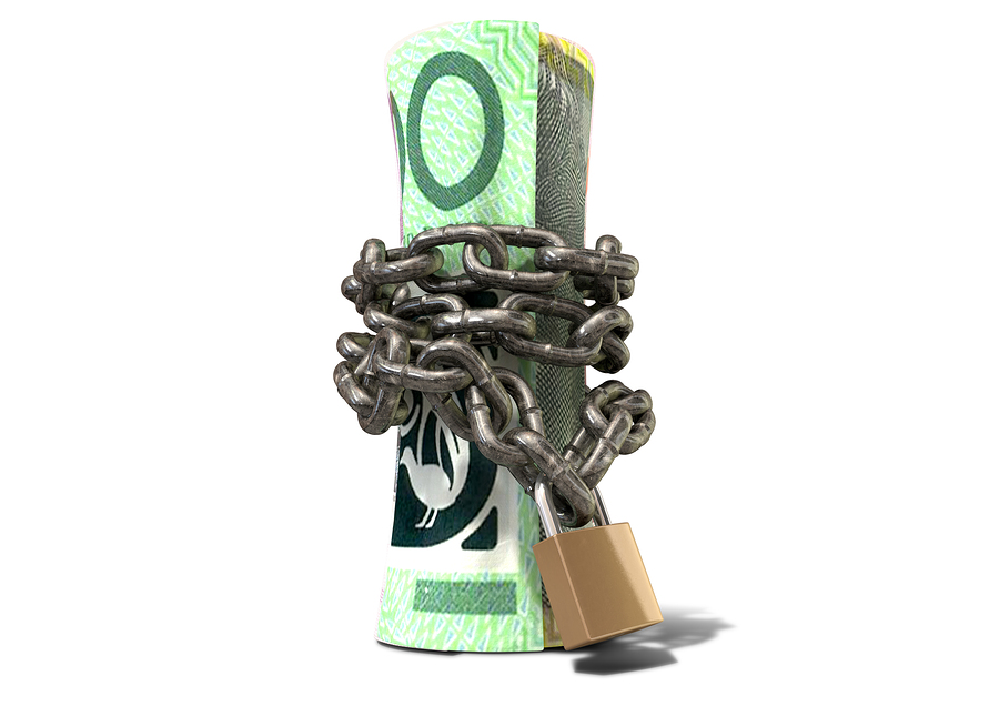 Rolled Up And Shackled Australian Dollar Standing